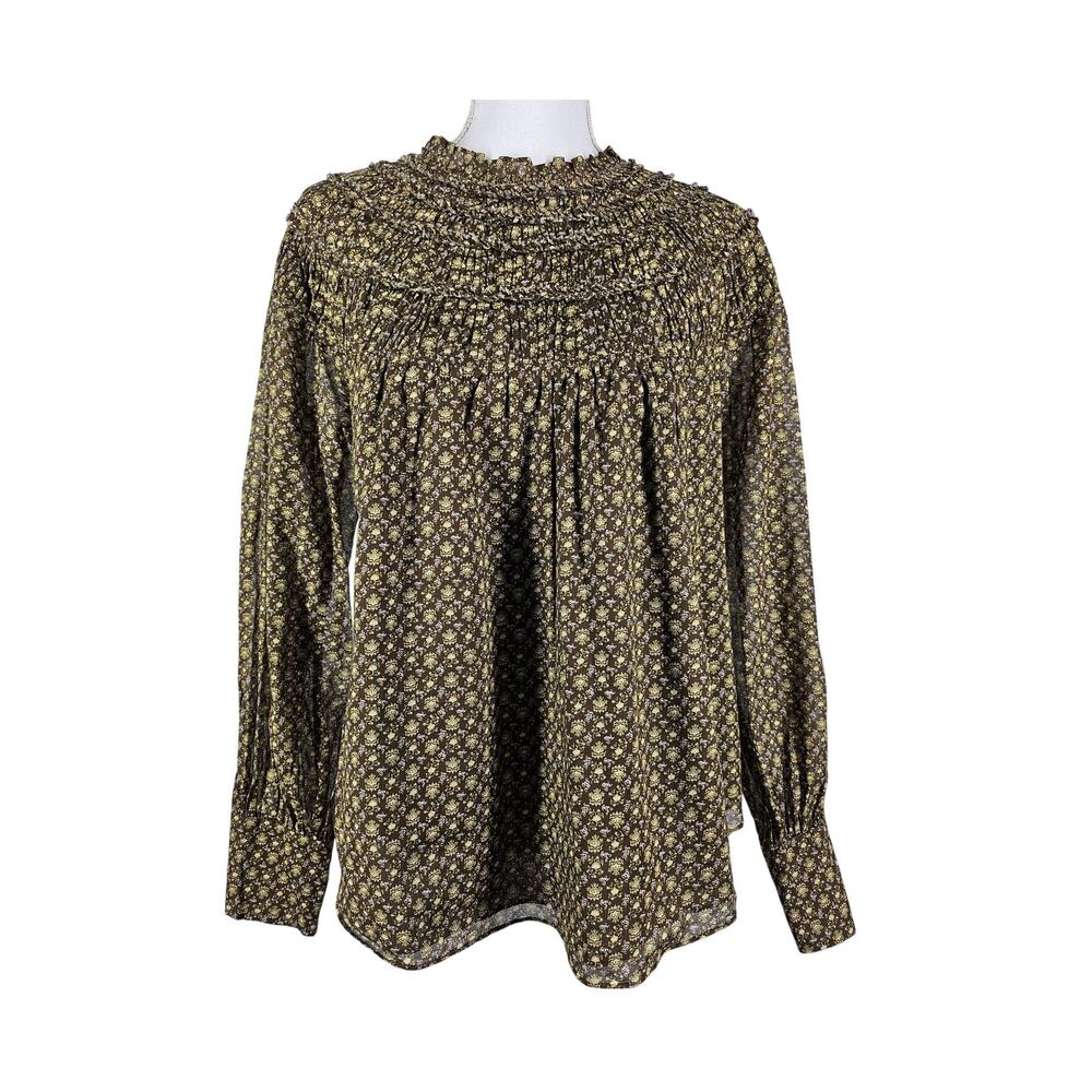 REBECCA TAYLOR WOMEN'S BROWN PAISLEY PATTERN BLOUSE TOP STYLE 721 947 8795